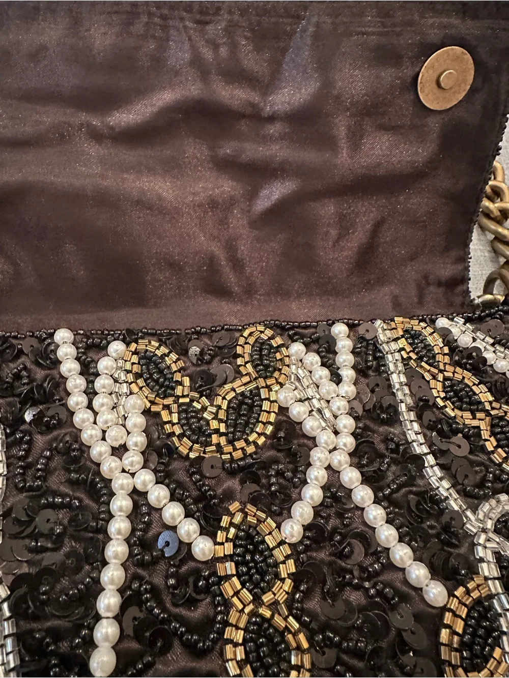 Stunning Embellished Black Sequin & Bead Shoulder Bag
